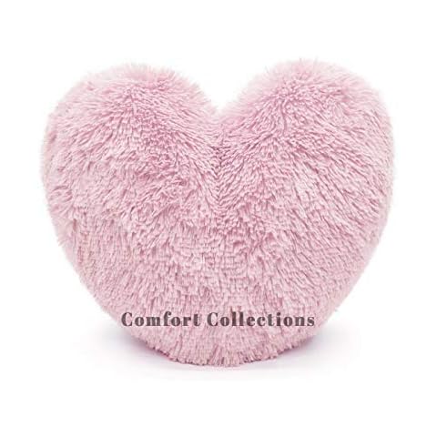 Cuddly Teddy Bear Fleece Super Soft 3D Heart Shape Fluffy Filled Cushion Cosy & Warm Home Decoration Gift For Loved One Valentine Day 100% Polyester Heart Cushion Pink 38cm x 38cm Approximate Cover