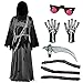 Spooktacular Creations Glowing Eyes Grim Reaper Costume for Kids, Halloween Costume for Boys, Halloween, Dress-up Party