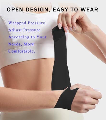 Image of 2 Pcs Soft Wrist Brace, Adjustable Wrist Support for Sprains, Fitness, Sports,Carpal Tunnel, Weightlifting, Wrist Compression Strap Pain Relief Wear Anywhere, Fits 6 inch to 8.3 inch (Black)