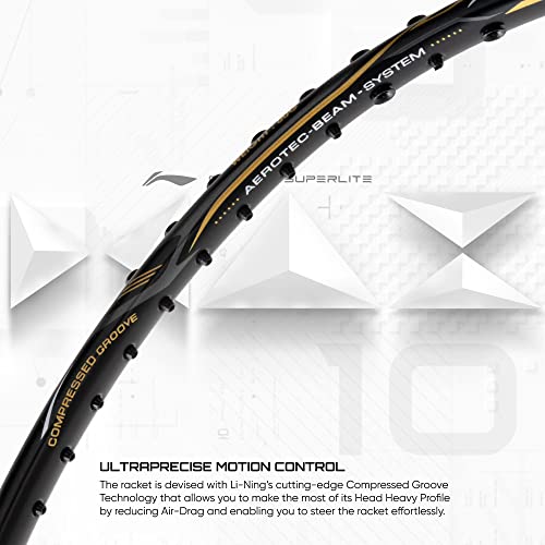 Li-Ning G-Force Superlite Max 10 Carbon Fibre Badminton Racket with Free Full Cover(80 Grams, 28 Lbs) (Black/Gold/White) 2 41KAcH1fV6L