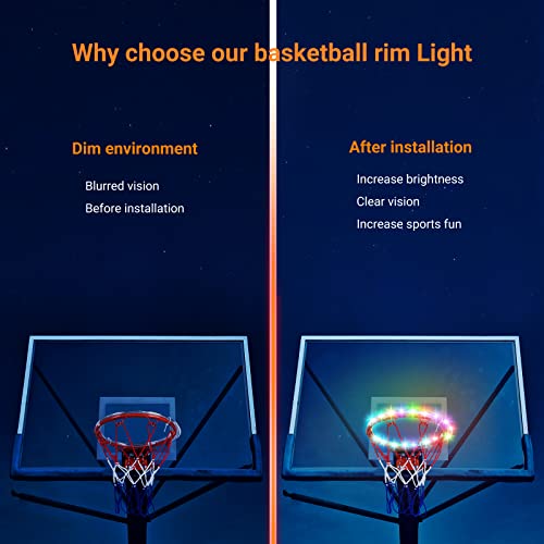 Led Basketball Hoop Light ,Remote Control Basketball Rim Light With 17 Colors 7 Lighting Modes & Timers,Waterproof Led Light,Super Bright To Play At Night Outdoors,Good Gift For Kids Basketball Fans #TOP3