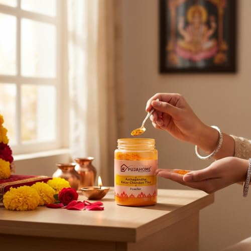 Image of Asthagandha Kesar Chandan Tika Powder Chandan Powder for Religious Pooja and Tilak 100 Gram X 2 Box