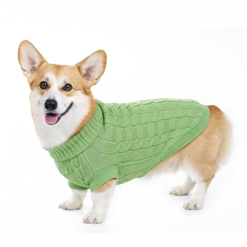 Image of Cozy Stretch Dog Turtleneck Sweater -Soft Warm Dog Knit Sweaters for Boy Girl Pets, Christmas Sweater Pullover for Small Medium Large Pup Winter Outfit,Green L