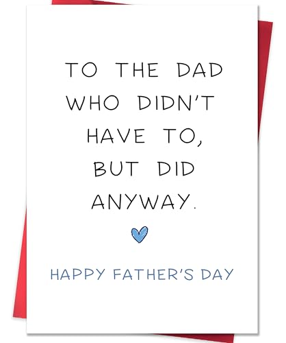 IDU Step Dad Fathers Day Card，Step & Bonus Dad Fathers Day Card Gifts，Stepdad Father's Day Cards Gifts from Step Daughter Step Son，Unique Stepdad Father's Day Cards with Emotional Message