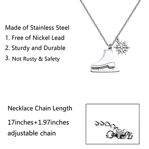 Skater Necklace Ice Skate Necklace White Enameled Figure Skating snowflake Pendant Team Sport Skater Jewelry for Skate Lovers - Thumbnail 2