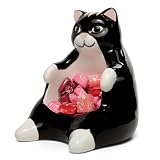 Ceramic Lazy Black Cat Home decor - Can be used as a candy dish, decorative bowl, tealight candle holder and jewelry tray | Unique Birthday gifts for Women, Mom, Grandma, Cat lover, Friend, Coworker
