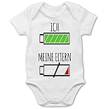 Strampler Motive - Ich und Meine Eltern Batterie - 1/3 Monate - Weiß - Strampler - BZ10 - Baby Body Kurzarm für Jungen und Mädchen