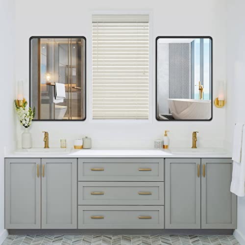 Istripmf Mirror Black, 22X30 Inch Mirror For Wall With Metal Framed, Wall Mounted Mirror Tempered Glass For Bathroom, Bedroom, Living Room, Farmhouse #TOP5