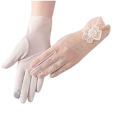 Guantes de seda de hielo para mujer táctiles y transpirables de encaje pack de 3 4