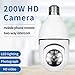 Light Bulb Camera 2.4GHz WiFi Outdoor, 1080p Smart 360° Pan/tilt Panoramic IP Cameras for Home Security, Full Color Day and Night, Night Vision and Motion Detection, 2 Way Audio