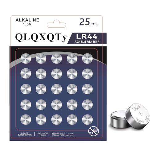 Pack 25 pilas botón alcalinas LR44 1.5V miniatura 1
