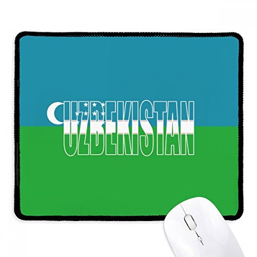 Mousepad de Uzbekistán negro para juego de oficina con bordes cosidos