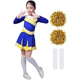 Little Girls' 2 Piece High School Cheerleading Uniform Costume Complete Outfit Cosplay Fancy Dress Long Sleeve 12-14 Years 170