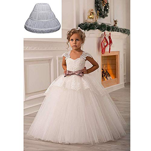 Cancan Pour Robe Fille Communion - Jupon Crinoline Volume Réglable Blanc, Polyester