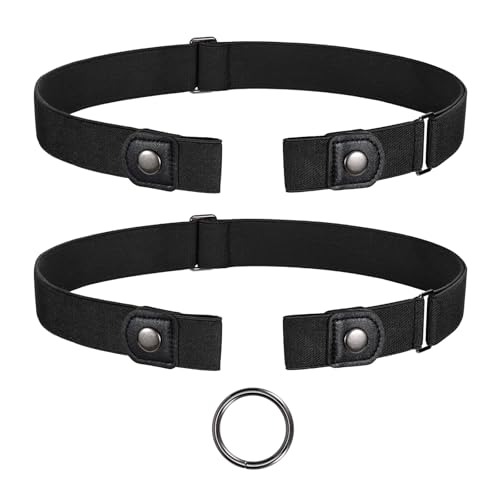 JasGood 2 Stück Gürtel Ohne Schnalle,Elastischer Unsichtbarer Gürtel, Dehnbarer Stretchgürtel für Damen und Herren,Justierbar Schnallenfreier Gurtel Für Jeans Hosen