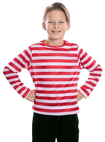 Camiseta con rayas rojas y blancas para niños
