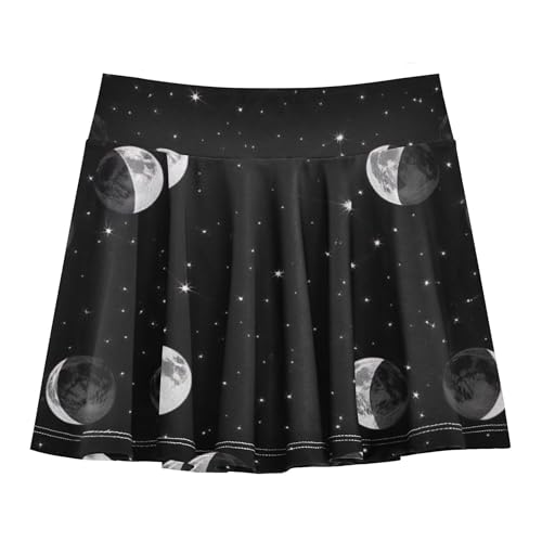 Joisal Athletic Shorts Girls Skorts Moon Phases Circular Kids Tennis Skirts Uniform Flowy Skort 3t