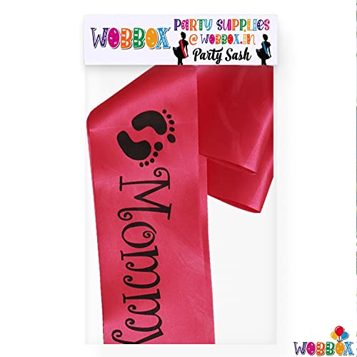 Image of WOBBOX Mom to Be Satin Sash Baby Shower Decorations (Pink with Black Lettering)