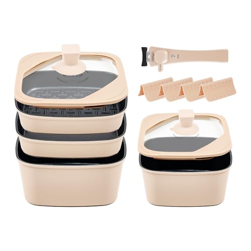 boohgle ボオグル フライパン・鍋 セット IH&ガス火対応 取っ手がとれる くっつきにくい セラミックコーティング 洗いやすい 単品セット (ベージュ, 13点セット)のサムネイル