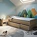 Boro Modernes Einzelbett mit 3X Schubkästen 90 x 200 cm - Praktisches Jugendzimmer Kojenbett in Eiche Sonoma Optik - 95 x 66 x 204 cm (B/H/T)