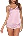 Ekouaer Womens Lingerie Set Lace Cami Shorts Two-Piece Set (Pink, Small)