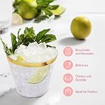 100 gobelets en plastique transparent avec bord doré - Gobelets jetables durs de 9 oz, en vrac pour vin, cocktails ou boissons pour mariages ou fêtes - Verres à vin - Verres à cocktail