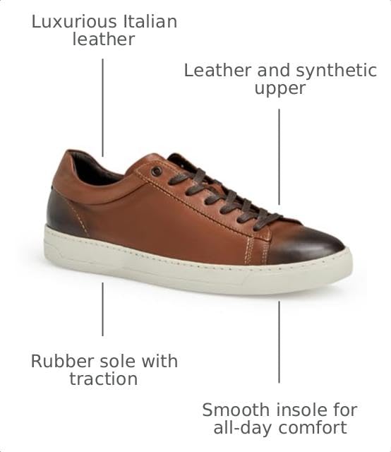 Image of Bruno Magli Men's Diego Sneakers, Leather Shoes, Lace-Up Casual Shoes