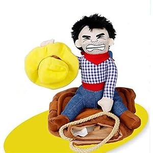 T2Y Cowboy Rider Dog Costume - Halloween Dog Costumes for Large and Extra Large Dogs, Dogs Clothes Knight Style with Doll and Hat for Halloween Day Pet Costume(Large) T2Y Cowboy Rider Dog Costume Halloween Dog Costumes for Large and Extra Large Dogs Dogs Clothes Knight Style with Doll and Hat for Halloween Day Pet CostumeLarge