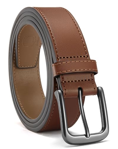 Image of CHAOREN Mens Belts Leather 35mm for Jeans - Tough at Work, Sharp Daily | Solid Buckle, Casual Occasion, Everyday Dress, Classic Style, Handmade, Gift Box