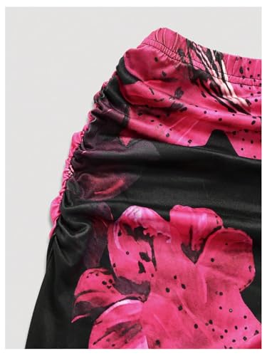 SHENHE Women's Plus Size Y2k Floral Maxi Fishtail Skirt Ruched Bodycon High Waist Elegant Skirt4