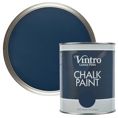 Vintro Paint - Chalk Paint for Furniture, Walls and Woodwork. Interior Use. Quick Dry. 1 Litre (Navy Blue - Picasso Blue)