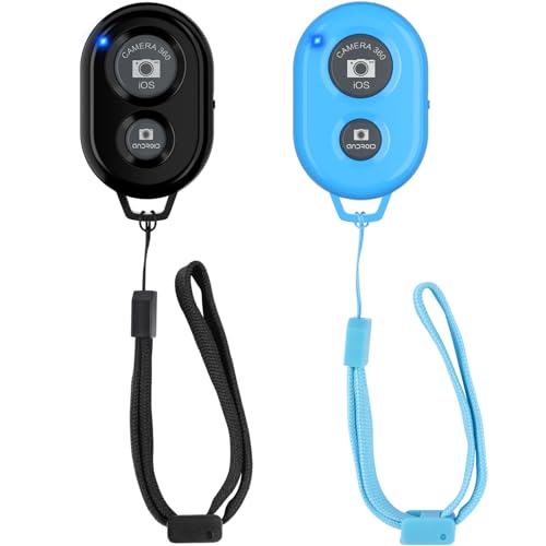 Wireless Camera Remote Shutter for Smartphones (2 Pack), Zttopo Wireless Phone Camera Remote Control Compatible with iPhone/Android Cell Phone - Wrist Strap Included Black&Blue