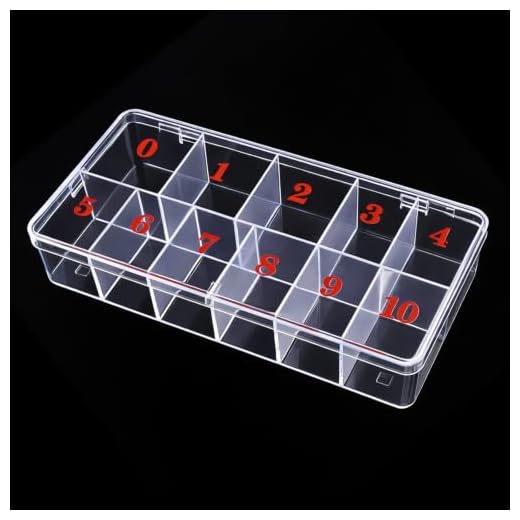 Beauticom USA Small Empty 11 Space Nail Art Tip Storage Organizer Box Case Large - Clear Color - For False Nail Tips, Vitamins, Accessories, 11 sections