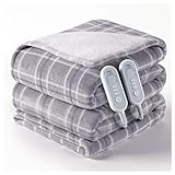 Heated Blanket Queen Size with Dual Control, Electric Blanket Double-Layer Flannel, Heating Blanket with 8 Heating Levels & 10 Hours Auto-Off Machine Washable, ETL Certification , ( 84' x 90')