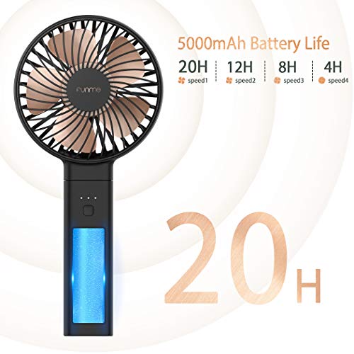 Image of Funme Portable Handheld Fan 5000mAh USB Desk Fan Person 4 Speed Settings for Outdoor Travel Black