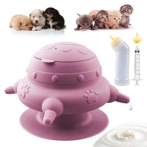 Xuanda Pet Nursing Kit Puppy Milk Feeder Bottle Silicone Feeding Nipple for All Breed of Puppy Kittens and Other Animals (Pink)