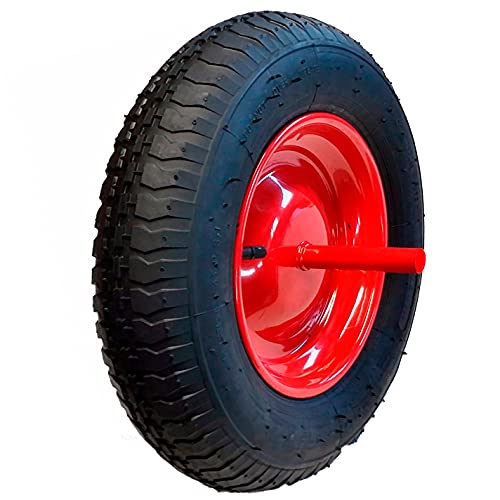Rueda Carretilla 3.50-8 con Eje Fijo - Neumática de 4 Lonas (Más Resistentes) - Núcleo de Acero, Obra y jardín Cover