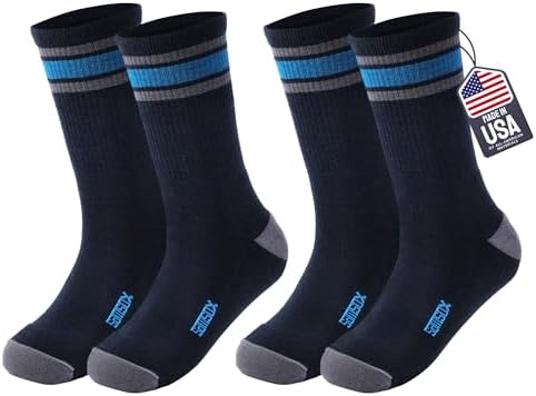 Merino Wool Hiking Socks for Men & Women - Made in USA Micro Crew with Cushion, Lightweight Boot Socks (Nevada)