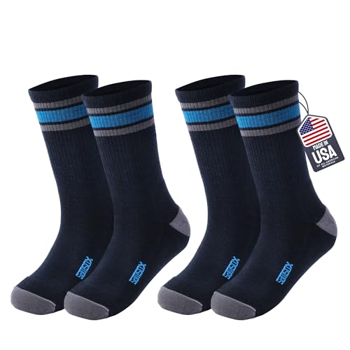 SAMSOX 2-Pair Merino Wool Hiking Socks, Total Eclipse L (Nevada)