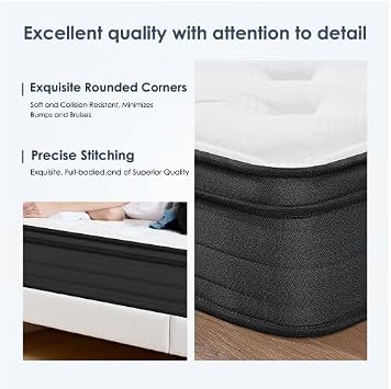 Queen Mattress,12 Inch Queen Size Mattresses in a Box, Memory Foam Hybrid Matress, Pillow Top Bed Mattress with Individual Pocket Springs, Breathable,RV Medium Firm Mattresses,CertiPUR-US (Queen 12'')