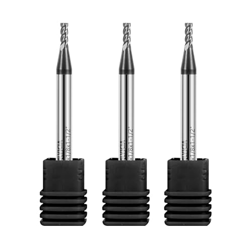 Image of 3PCS 7 /64 inch Carbide Square End Mills Set 4 Flute AlTIN Coated CNC Milling Bits for Alloy Steels, Hardened Steels, Cast Iron