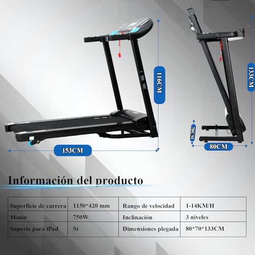 ISE Cinta de Correr eléctrica, Pantalla LCD Multifuncional con 12 programas de Ejercicio para el hogar/Oficina, Deporte Cardiovascular, silenciosa, 100kg máximo