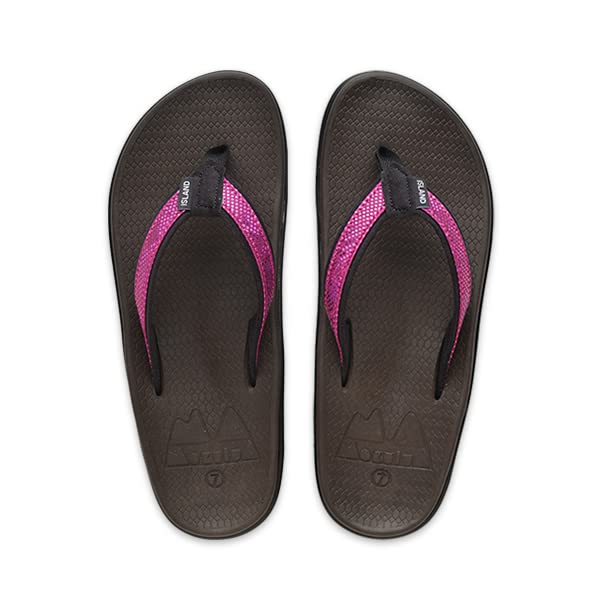 Island Slipper Women’s Mokulua Alohi Fabric Thong Flat Sandal (MB522OL-FUGL-5)