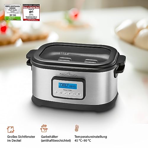 Cocedor sous vide ProfiCook | 8,5L de capacidad | cocción precisa | recipiente con temporizador de 72 horas | incluye olla de cocción lenta, yogurtera y función de mantenimiento del calor | PC-SV 1112 - imagen 6