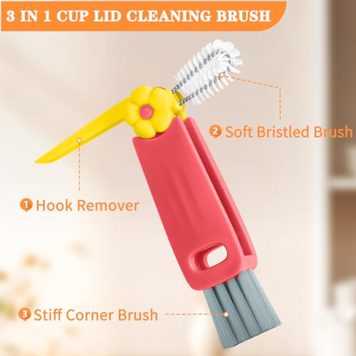 Image of Wanme 3 in 1 Cup Lid Gap Cleaning Brush Set, Multifunctional Bottle Cleaning Brush, Cup Lid Gap Cleaner, Home Kitchen Crevice Brush Tools