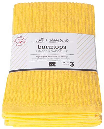 Now Designs Bar Mop, Lemon Yellow, Set of 3