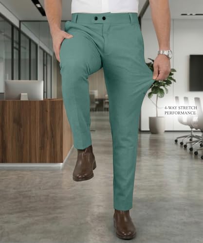 Image of Mehrang Men's Stretchable Stretchable Formal Pant Trousers | Stylish Slim Fit Men's Wear Trousers for Office or Party | Polycotton Knitted Fabric