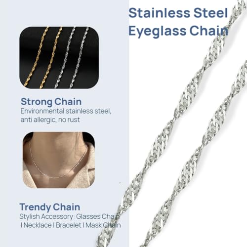 Image of Eyeglass Chain for Women Stylish,Stainless Steel Glasses Strap for Men Women,Eye Glasses Holders Around Neck