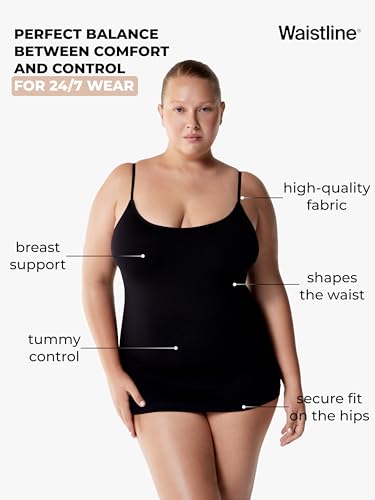 WAISTLINE Women's Compression Tank Top with Adjustable Thin Straps - Shapewear Cami for Tummy Control - Body Shaper Camisole