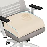 TranquilRelax Large Seat Cushion, Memory Foam Cushion for Long Sitting Hours on Office Chair, Home & Car, Non-Slip Chair Pad for Relieving Back & Sciatica & Hip & Coccyx Pain (Khaki)